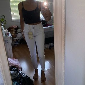 Cropped White Jeans